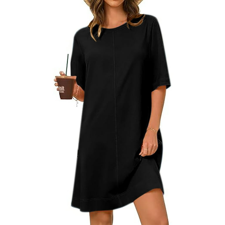 Samickarr Summer T-Shirt Dresses for Women Half Sleeve Round Neck