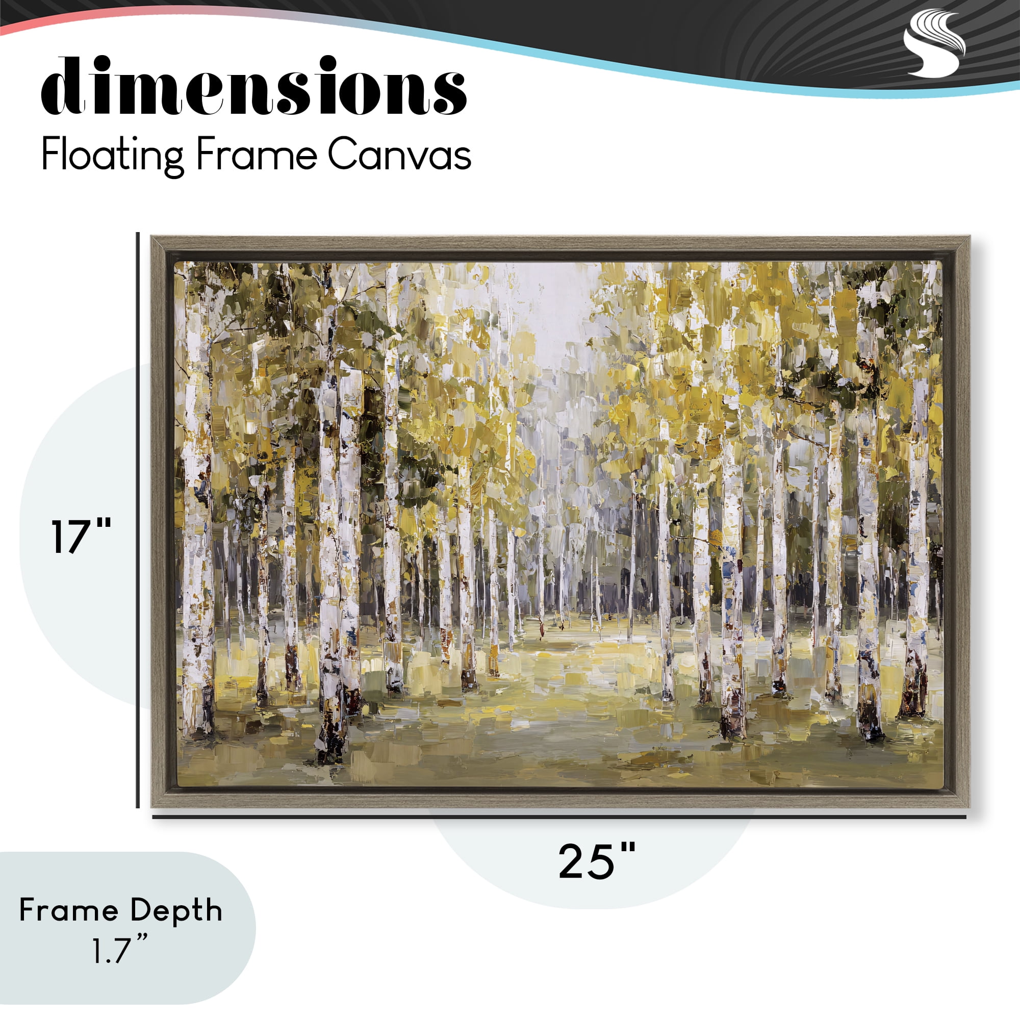 Stupell Industries Impressionist Birch Trees & Fall Leaves Brown Framed Floater Canvas Wall Art, design by Jacky Ngan