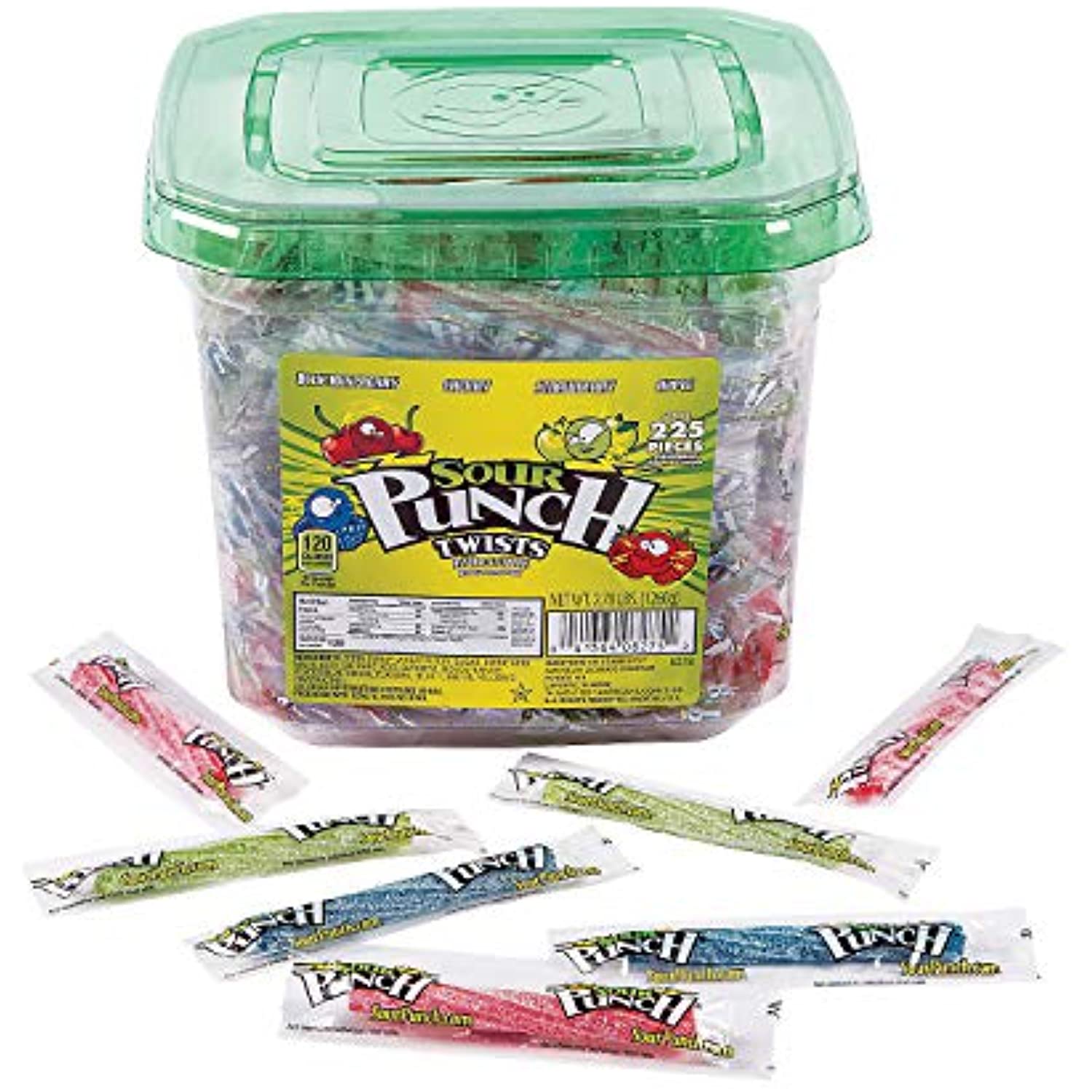 Sour Punch Twists, 3" Individually Wrapped Chewy Candy, 4 Fruity