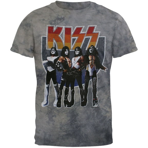 Kiss Men's Shock Me Grey Tie Dye Short Sleeve T Shirt