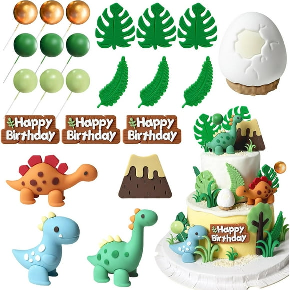 23PCS Dinosaur Cake Toppers, Cake Decoration Dinosaurs, Dinosaur Cake Decorations for kids, Dino Cake Toppers for Birthday Event Party Animals Theme Party Decoration Supply