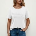 thumbnail image 2 of Taqqpue Womens Short Sleeve Blouse Pleated Crew Neck T Shirts Summer Dressy Casual Trendy Tunic Basic Shirts going out tops, 2 of 7