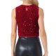 thumbnail image 3 of INSPIRAR CHIC Top sin mangas de lentejuelas para mujeres, blusa corta de cuello redondo, brillante y chispeante, para fiestas y salidas nocturnas, color rojo M, 3 of 6