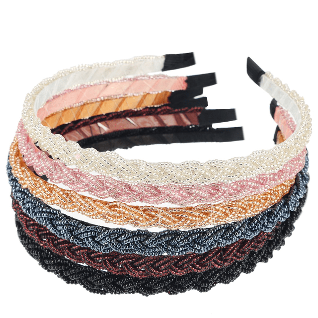 Diadema de aro para el cabello con cuentas de 6 piezas, varios colores MFZFUKR CPB-DE-LYY685