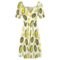 thumbnail image 5 of Durian Fruit Watercolor Pattern Sleeveless Dress dresses for women 2024 luxury designer party Prom gown prom dress, 5 of 6