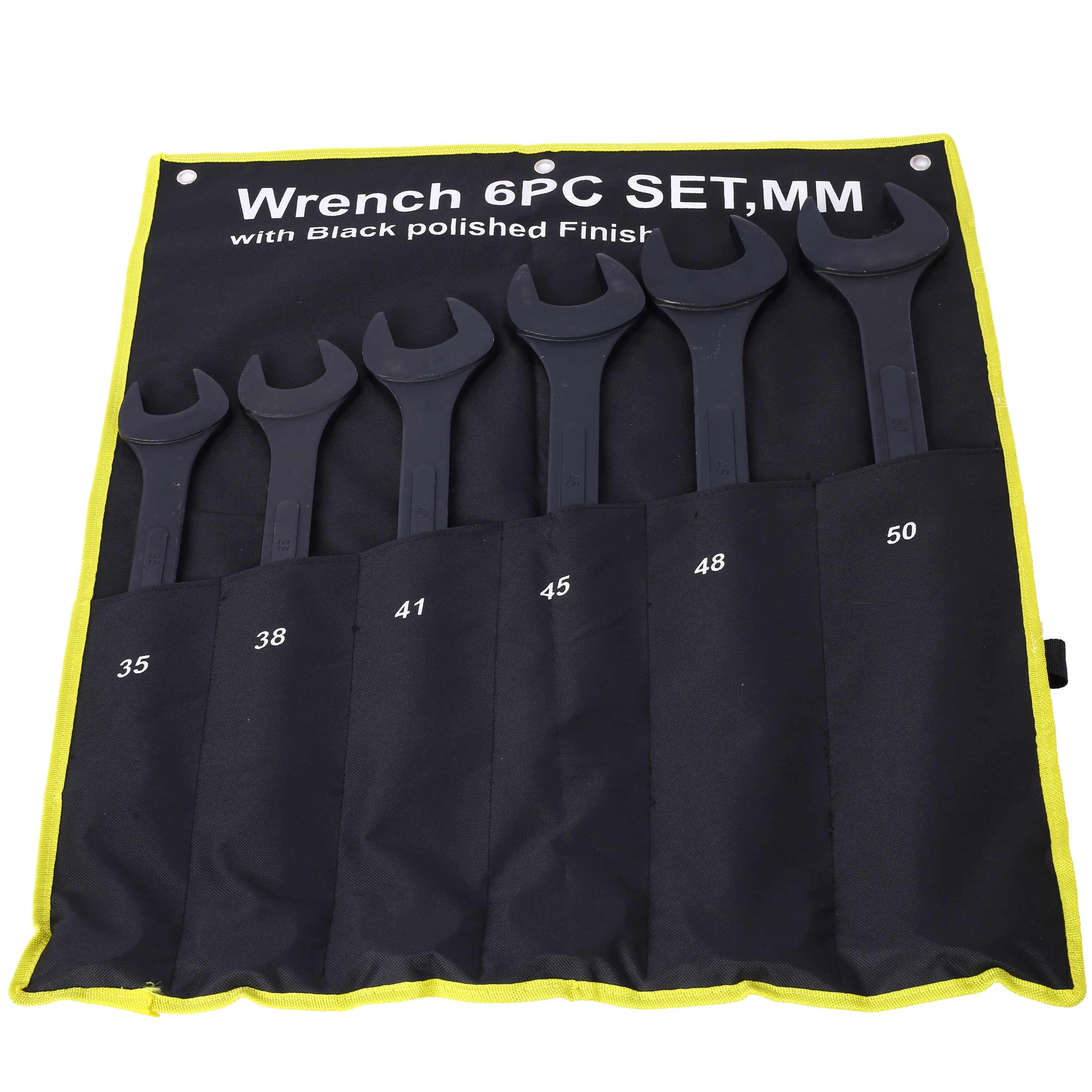 Jumbo Combination Wrench Set extra large, Metric, 6-piece, 35mm to 50mm,Black Oxide, with Pouch,
