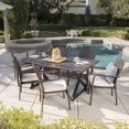 thumbnail image 2 of GDF Studio Barnwell Outdoor Wicker and Aluminum 7 Piece Dining Set with Cushion, Multibrown and Black, 2 of 13