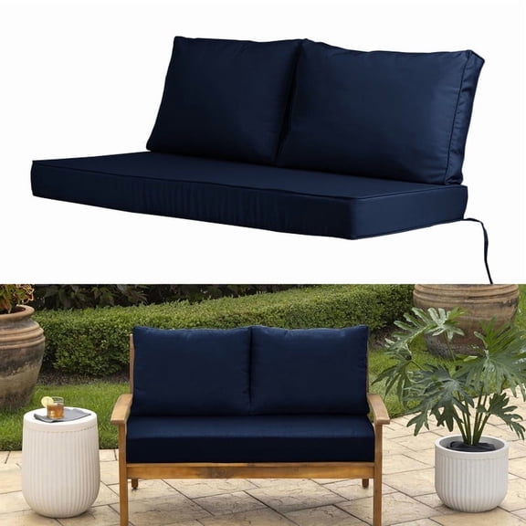 PUKNLY Outdoor Loveseat Cushion Set, 48 x 24in, Waterproof Patio Loveseat Cushion, Fade Resistant, Cushion Set for Couch, Bench, and Swing