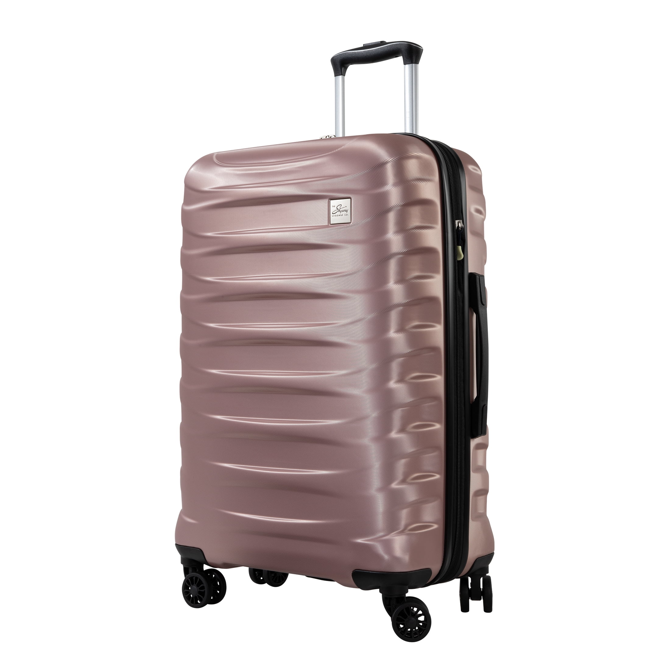 Skyway Luggage Camano Hardshell 24" Expandable Medium Checked Luggage with Spinner Wheels, Pink Champagne