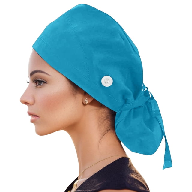 Baseball Caps for Men and Women with Sweatband and Buttoned Scrub Bouffant Design Hat for Use