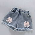 thumbnail image 6 of Gamivast Little Girls High Elastic Denim Shorts Elastic Waistband Flower Embroidery Jeans Loose Casual Summer Pull On Shorts Pink 10-12 Pantalones Cortos Para Niños, 6 of 8