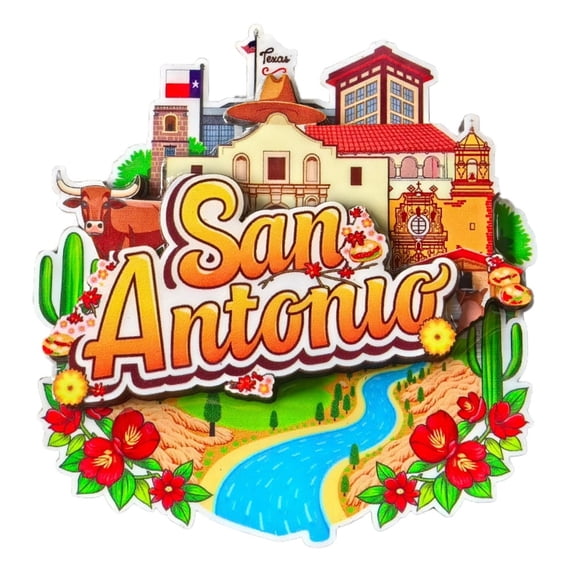 San Antonio USA 3D Fridge Magnet Souvenir Gift,Wood Handmade San Antonio Refrigerator Magnet Home Decoration Collection