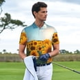 thumbnail image 3 of Yiaed Sunlit Sunflower FieldPrint Men's Short Sleeve Polo Shirt,Golf Polo for Men Three-Button Golf Shirt Athletic Casual Collared T-Shirt- Medium, 3 of 7