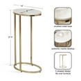 thumbnail image 2 of Kate and Laurel Natalli Modern Glam Oval C-Table, 14 x 9 x 28, White and Gold, Elegant C-Shaped Side Table with Marble Tabletop and Space Saving Design, 2 of 7