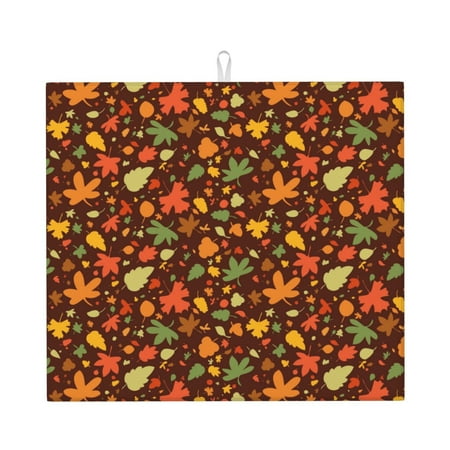 

Pofeuu Autumn Leaves Print Ultra Water Absorbent Microfiber Dish Drying Mat Drying Mat for Kitchen Kitchen Counter Accessories