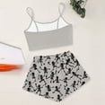 thumbnail image 4 of MEZZALL Halloween Gothic Pajama Set for Women Spaghetti Strap Skeleton Hand Print Crop Tops With Elastic Waist Shorts 2 Piece Home Sleepwear, 4 of 5