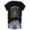 Mardi Gras &amp; Skeleton Print Crew Neck T-shirt, Polyester Casual Short ...