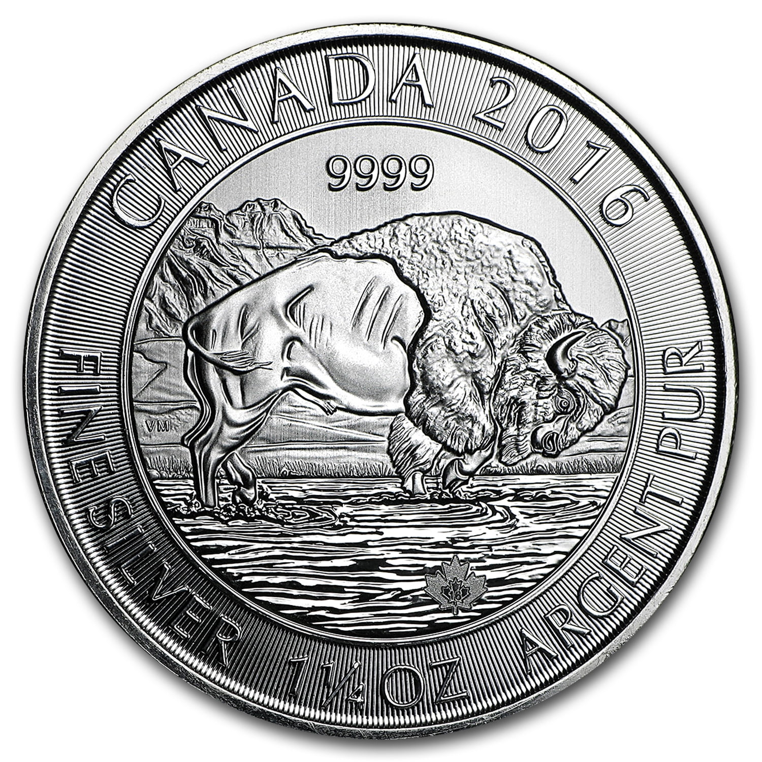 2018 Canada $8 1.25oz 1 1/4 oz Bison .9999 Fine Silver Bullion coin round 