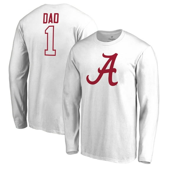 Men's White Alabama Crimson Tide #1 Dad Long Sleeve T-Shirt