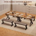 thumbnail image 2 of Rectangular Dining Table Set for 4, Farmhouse Table Set with 2 Upholstered Benches,3 Piece Dining Table Set for Restaurant, Apartment,Kitchen,Dining Room,Wooden Metal,Industrial Table, 2 of 6