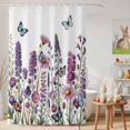 thumbnail image 6 of Shower Curtain Purple Lavender Shower Curtains for Bathroom Decor, Waterproof Polyester Shower Curtain Set with Hooks, Extra Long 72" x 84" Vintage Floral Butterfly White, 6 of 9