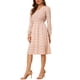 thumbnail image 1 of Vestido midi de manga larga con cuello en V y estampado floral para mujer INSPIRE CHIC M Blanco-Rojo Floral, 1 of 6