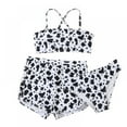 thumbnail image 4 of Girls Durable Swimsuit for Toddler Kids， Bikini Bathing Suits with Fashion ShortsTank Top+Underwear 3-Piece Set, 4 of 7