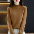 thumbnail image 5 of Sweaters for Women Half Turtleneck Long Sleeve Jumper Knitted Pullover Warm Sweater Tops Camel M, 5 of 5