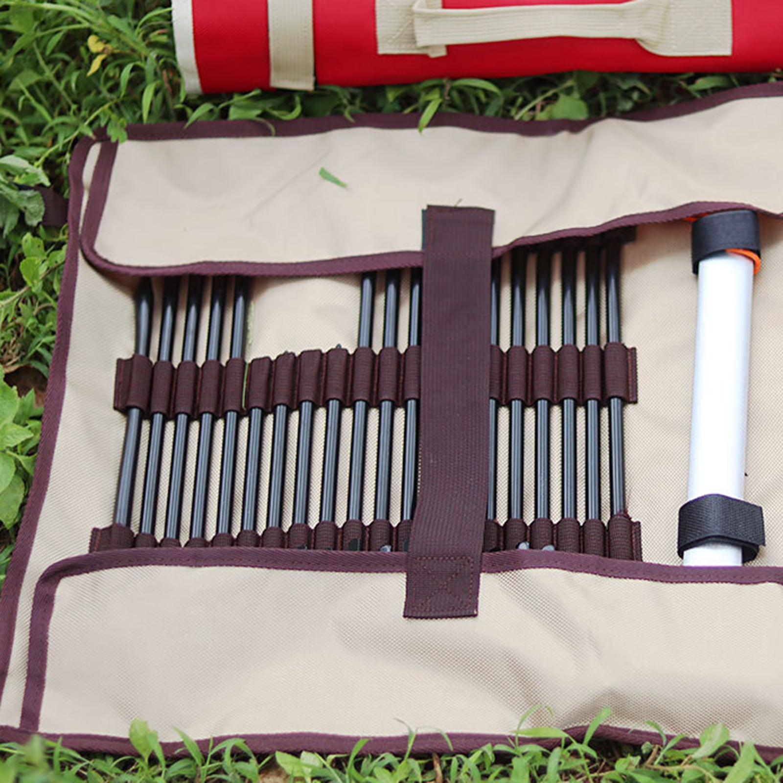 Portable Camping Tent Stakes Bag Folding Tent Stake Bag Outdoor Camping Ground Nails Carry Case for Hiking Camping