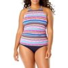 Anne Cole Plus Retro Braid Stripe High Neck Tankini Top