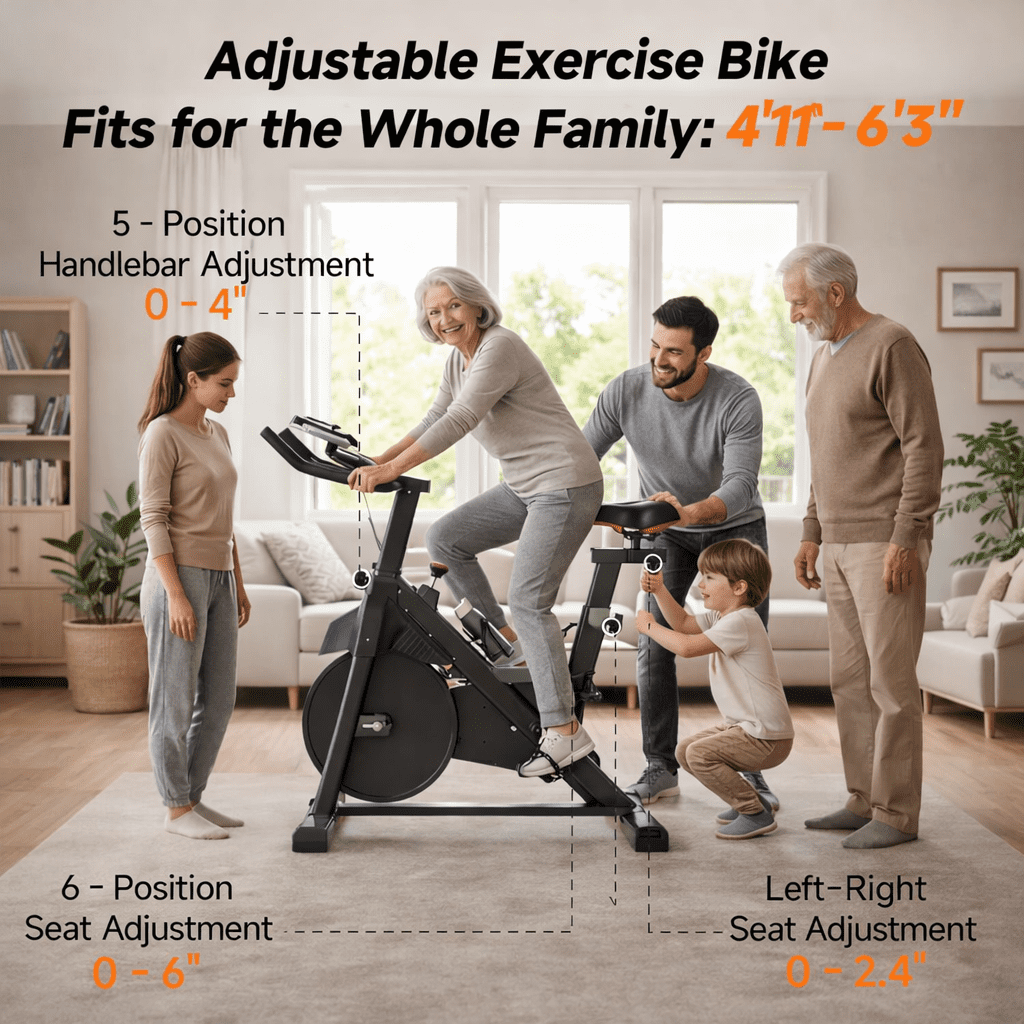 USLIM Magnetic Exercise Bike for Home, Quiet Stationary Bike with Silent Belt Drive, Comfort Seat, Tablet and Water Bottle Holder, 330 lb Capacity