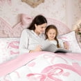 thumbnail image 6 of Erosebridal Pink Bow Bedding Sets Queen Size, Initial Letter S Comforter Sets with Sheets, Princess Bowknot Decor, Reversible 7pcs, 6 of 8