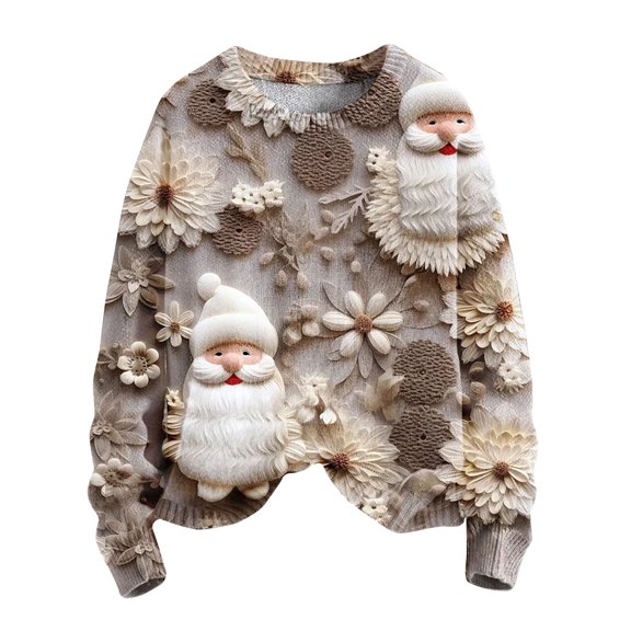 Christmas Sweatshirt for Women Tree Print Pullover Sweater Crewneck Long Sleeve Tops Casual Womens Knit Shirt