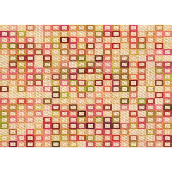 Ahgly Company Indoor Rectangle Patterned Bright Orange Area Rugs, 2' x 3'