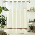 thumbnail image 1 of Barossa Design Extra Long Shower Curtain with Liner No Hooks, Satin Brown Stripe, Mesh Window, Beige -71" x 86", 1 of 7