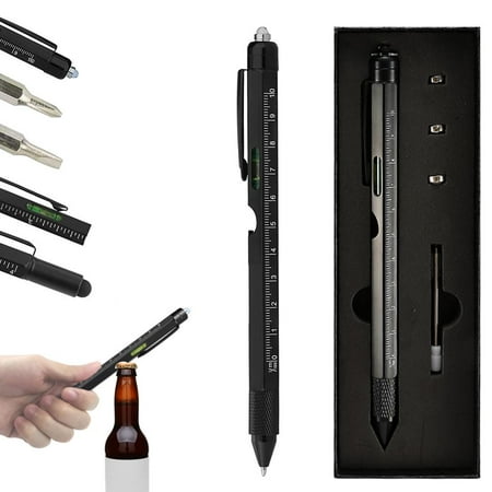 Multitool Pen Set LED Light Touchscreen Stylus Ruler Level Bottle Opener Screwdriver Ballpoint Pen Christmas s for Men Husband Dad
