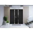 thumbnail image 2 of Front Exterior Prehung Steel Double Doors / Cynex 6777 Black / Side Exterior Window / Stainless Inserts Single Modern Painted-W72+12" x H80"-Right-hand Outswing, 2 of 5