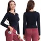 thumbnail image 3 of Blusa deportiva para mujer, ropa de gimnasio para mujer, camisetas de entrenamiento, Top de manga larga, camisas de diseño plisado, trajes de ocio para mujer de talla grande, 3 of 5