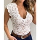 thumbnail image 2 of Gibobby Lenceria mujer sexy Día de San Valentín Camisa de mujer Camisa de encaje sexy Ver a través de Casual Slim Fit Tops Tallas grandes Manga corta Cuello en V profundo(Blanco, 5XL), 2 of 5