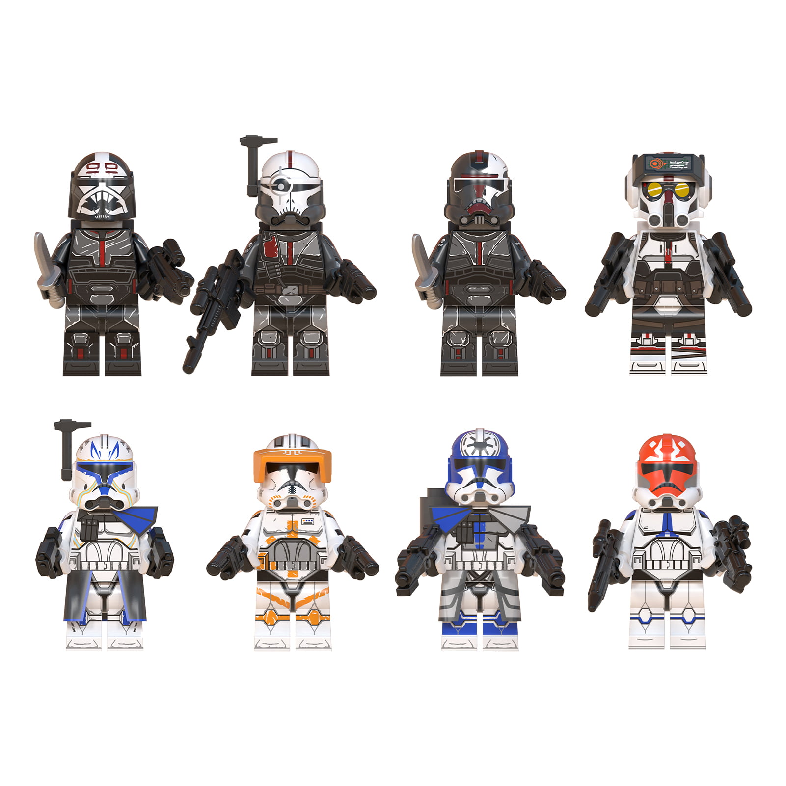 8pcs Star Wars series  Mandalorian captain minifigure building blocks fit lego 