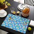 thumbnail image 3 of Blue Cartoon Unicorn Rainbow Pattern Summer Placemats Table Placemats Set Of 6-Linen Kitchen Washable Placemats Table Mats 11.8"x17.7" Non-Slip Heat Resistant, 3 of 5
