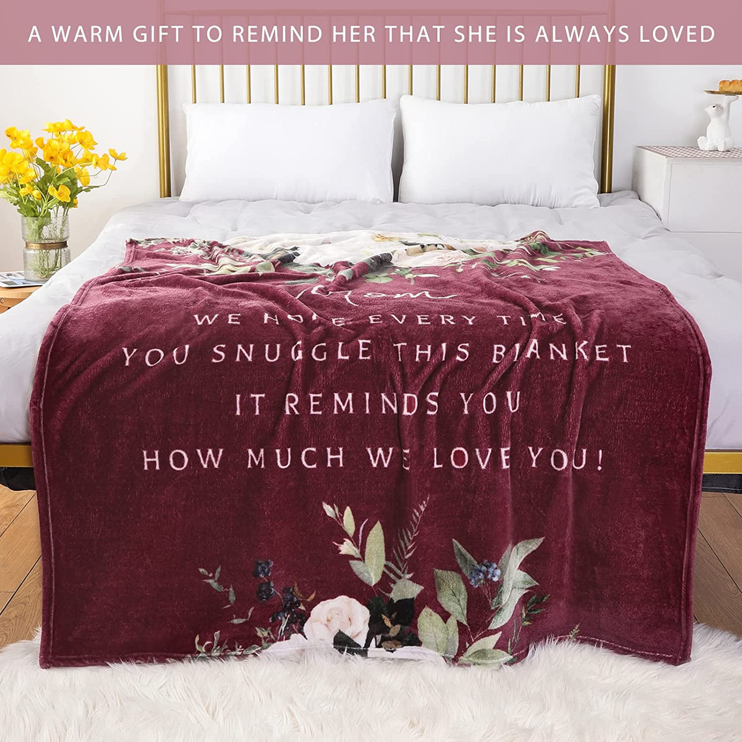 DAJU Mom Gifts Gifts for Mom Mom Birthday Gifts 40thth Birthday Gifts for Women for Mom Christmas Day Gifts for Mom Mom Birthday Gifts from Daughter Son Soft Throw Blanket(60*80inch)