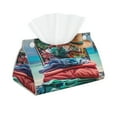 thumbnail image 2 of Lsque Tropical Vacation Essentials Printed Long Tissue Box Cover Holder, Facial Paper Organizer Dispenser,Triangle with Bottom Belt, PVC Leather Decorative Organizer, 2 of 9