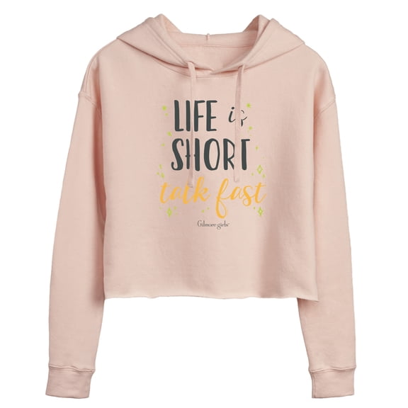 Gilmore Girls - Life Is Short Talk Fast - Juniors Cropped Long Sleeve Fleece Hoodie
