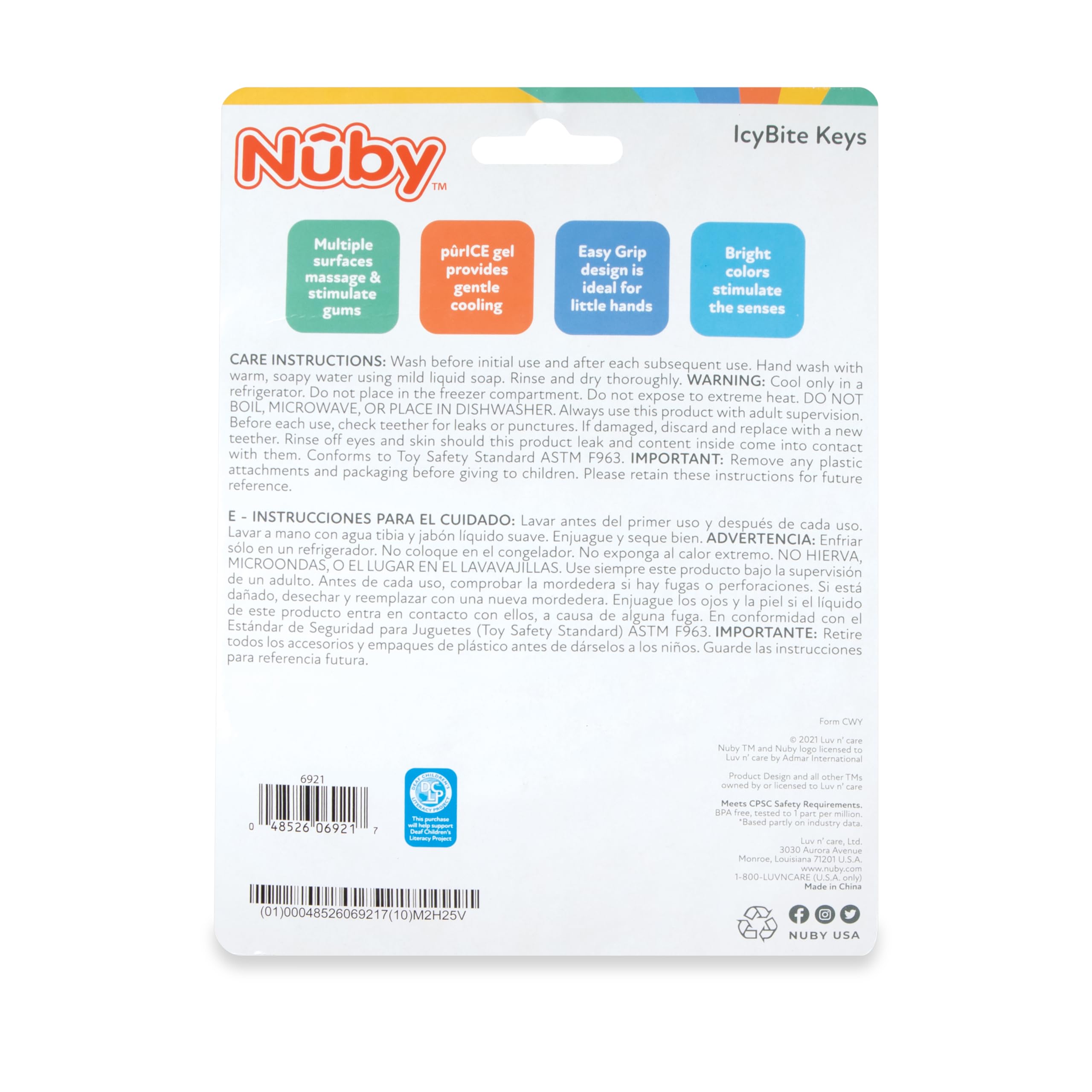 Nuby IcyBite Textured and Soothing Teether for Baby, Multicolor Keys - image 5 of 5