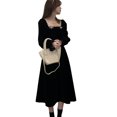 thumbnail image 3 of Vestido de terciopelo de manga larga,Vestido largo de terciopelo para mujer Vestido fluido de terciopelo Vestido largo de terciopelo Tecnología avanzada, 3 of 14