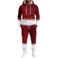 thumbnail image 5 of Mens Brushed 2‑Piece Christmas Tracksuit Hooded Pullover Top and Jogger Pants Winter Casual Athletic Outfit Vermilion 3XL, 5 of 7