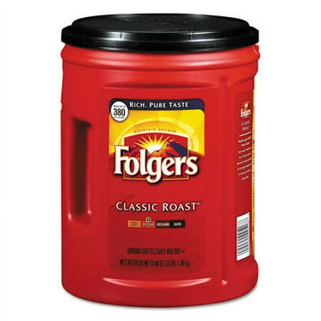 Folgers Coffee, Classic Roast, 48 Oz Canister, 6/Carton 00518X