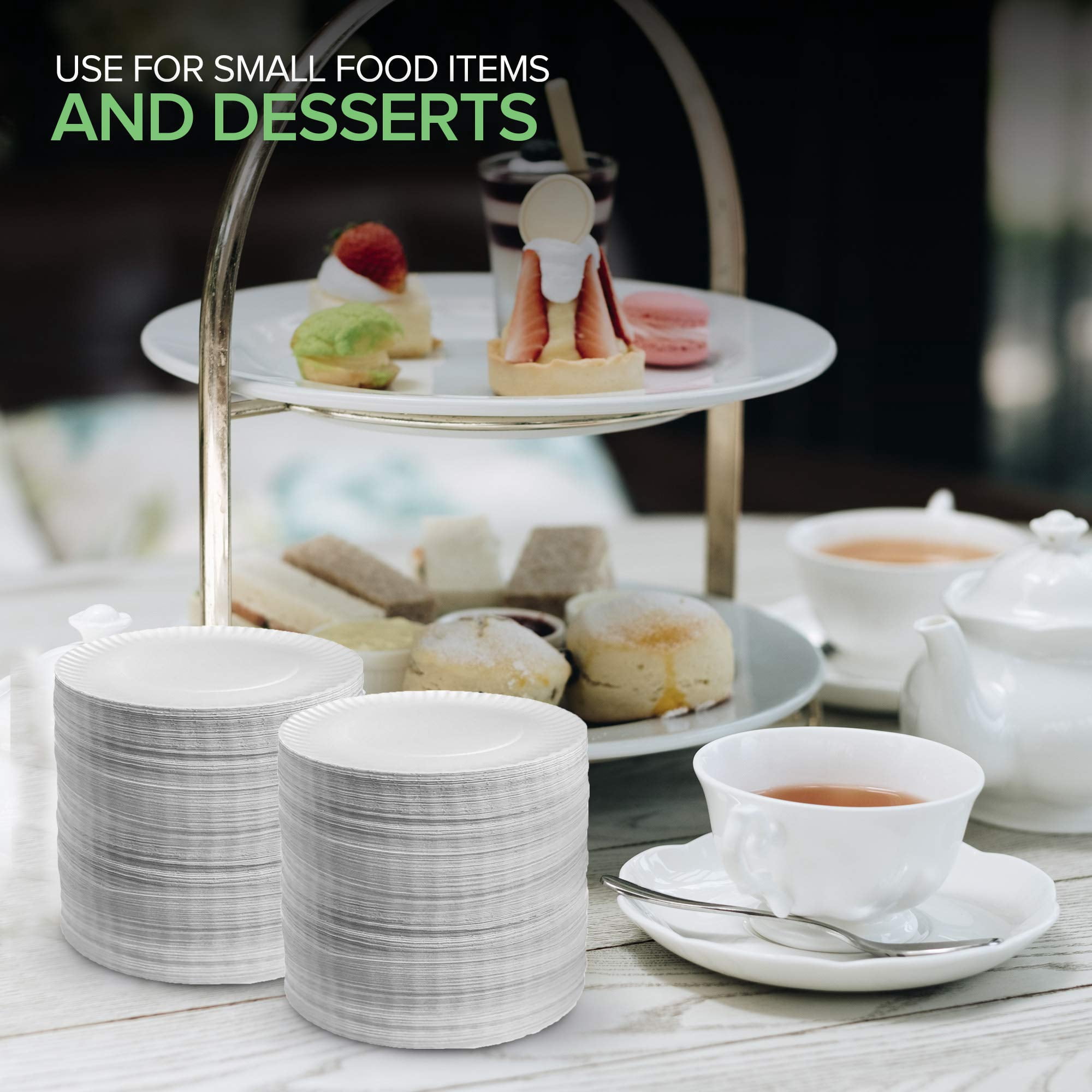 Stock Your Home 6-Inch Paper Plates Uncoated, Everyday Disposable Dessert Plates 6" Paper Plate Bulk, White, 1000 Count