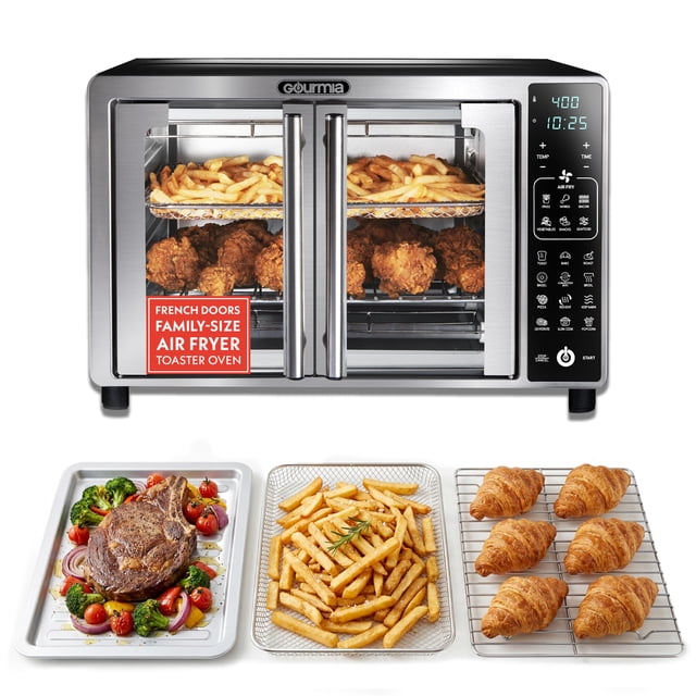 Horno Tostador con Freidora de Aire Gourmia de Puerta Francesa para 6 Rebanadas